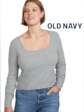 2X Old Navy Soft Cropped Square-Neck Rib-Knit Sweater